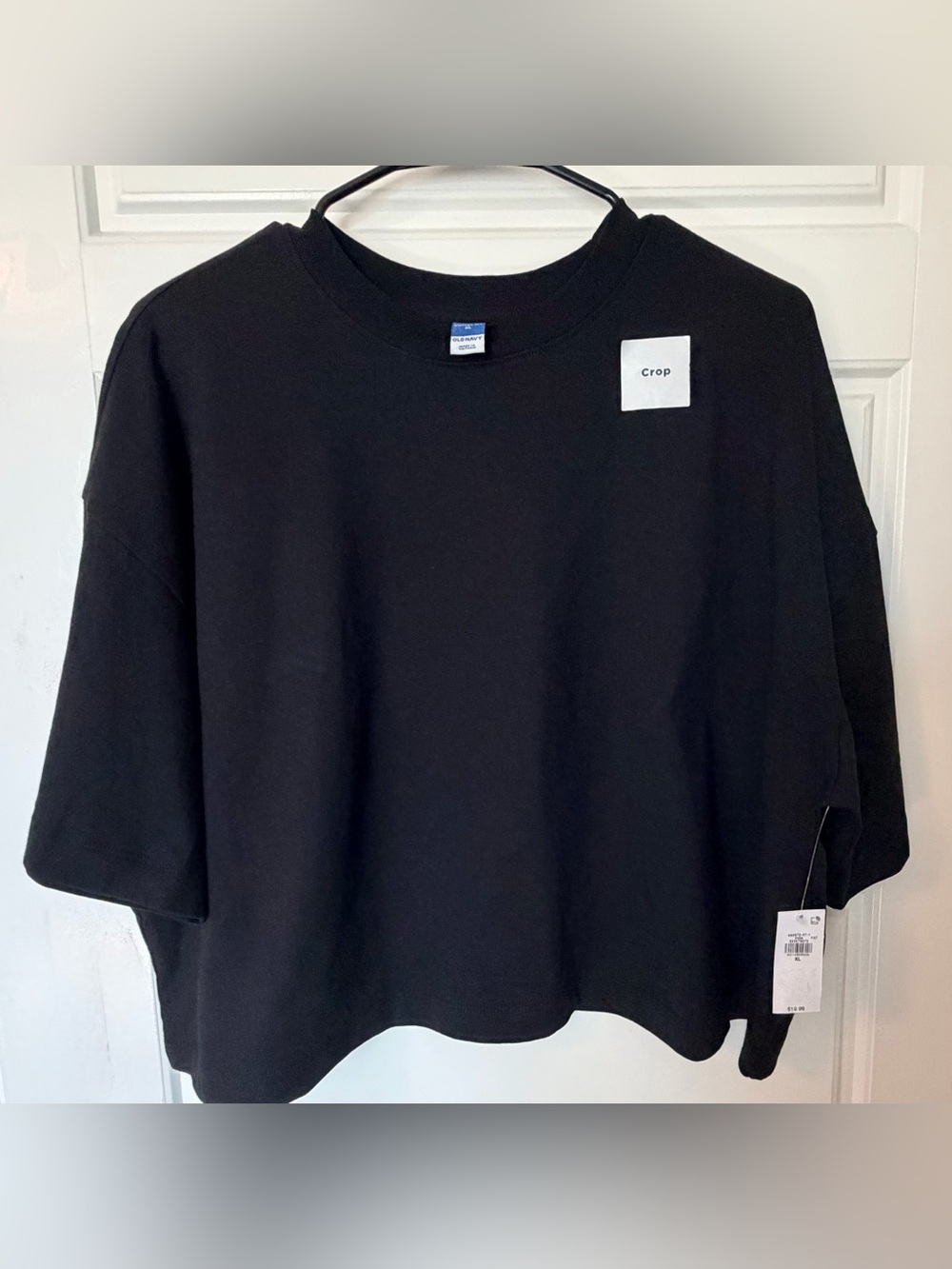 Old Navy Cropped Vintage Tee Short Sleeve Black XL NWT